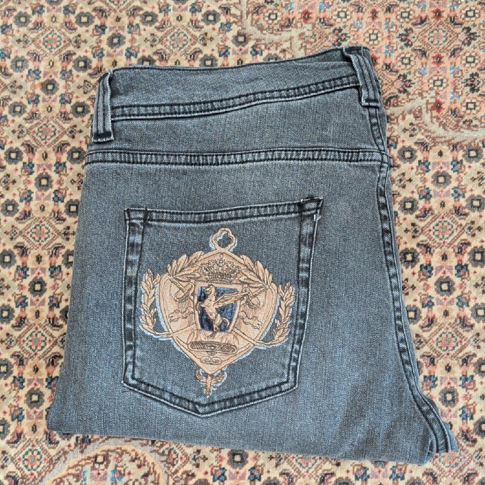 Etro Gray Jeans with Intricate Embroidery